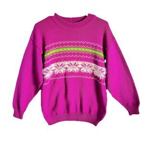 Vintage Retor 80s Cappello Wool Bright Pink Sweater Size 48